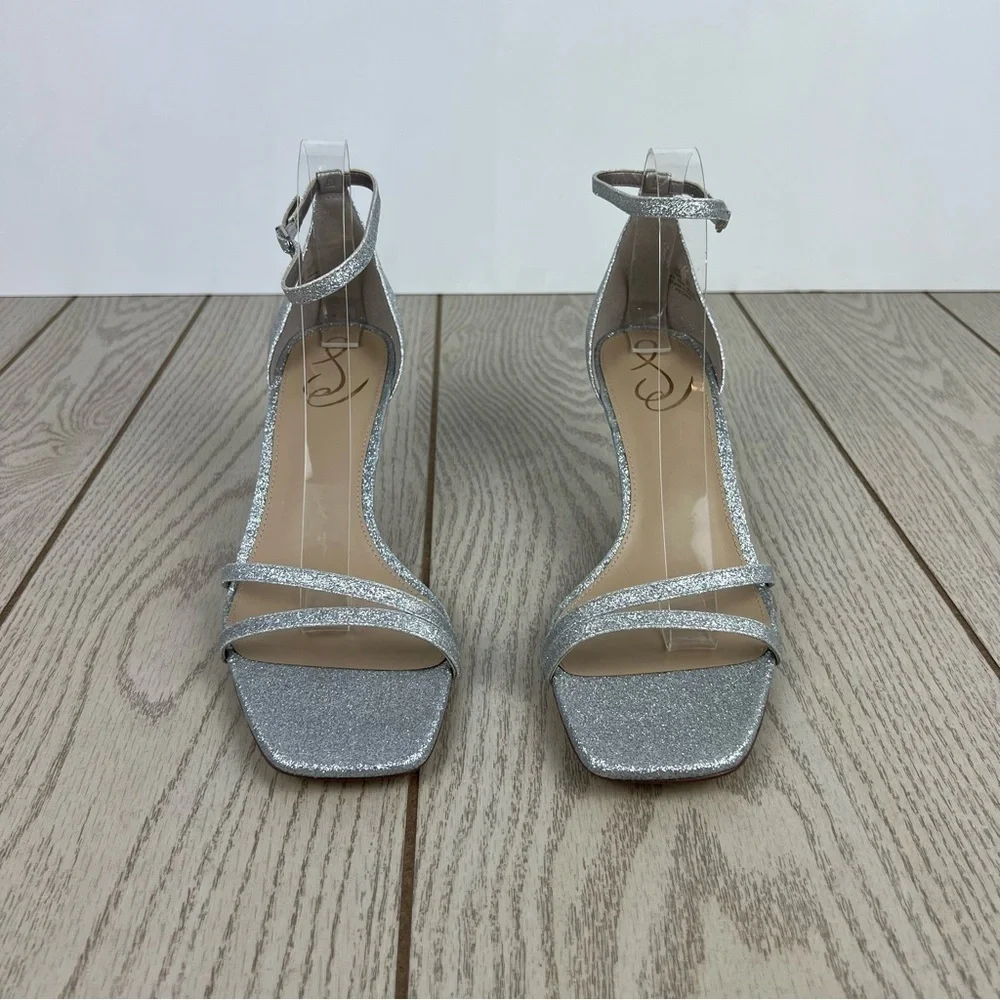 Sam Edelman Women's Peonie Kitten Heel Sandals 10W Soft Silver $130